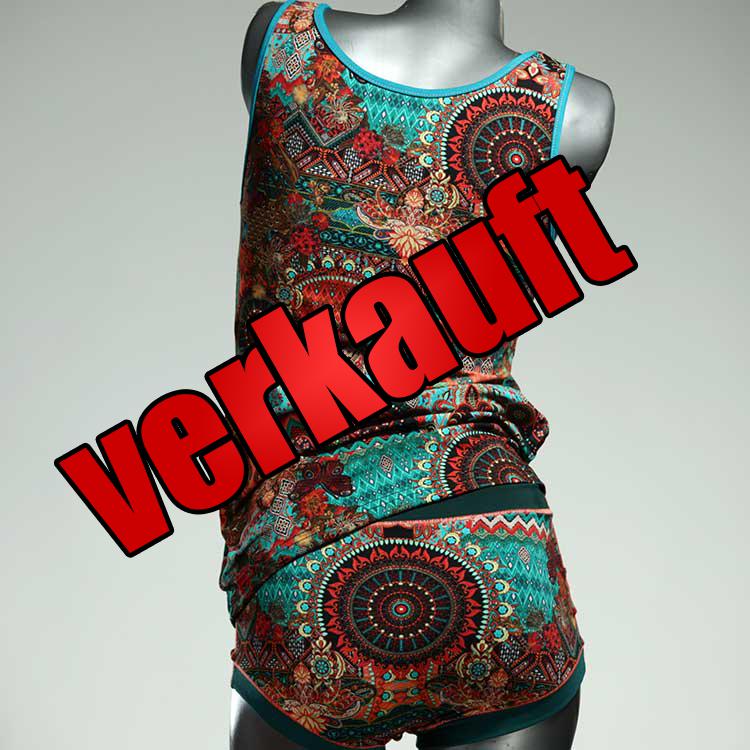 handgemachte sexy bunte gemusterte Unterwäsche Set für DamenPanty / Hotpant mit Top aus Biobaumwolle