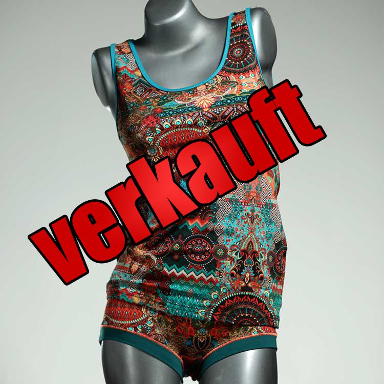 handgemachte sexy bunte gemusterte Unterwäsche Set für DamenPanty / Hotpant mit Top aus Biobaumwolle