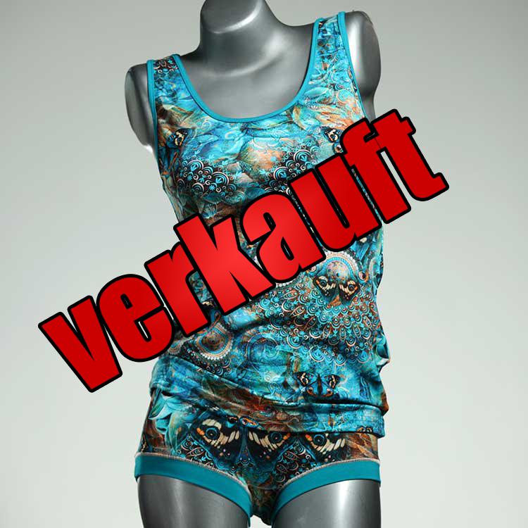 farbige bunte handgemachte attraktive Unterwäsche Set für DamenPanty / Hotpant mit Top aus Biobaumwolle