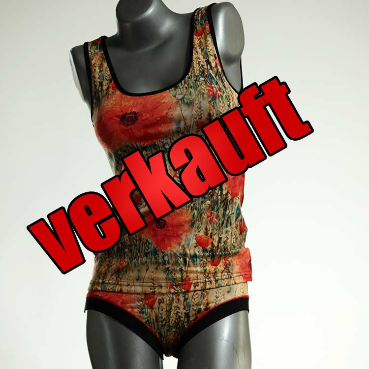 gemusterte bequeme günstige schöne Unterwäsche Set für DamenPanty / Hotpant mit Top aus Biobaumwolle