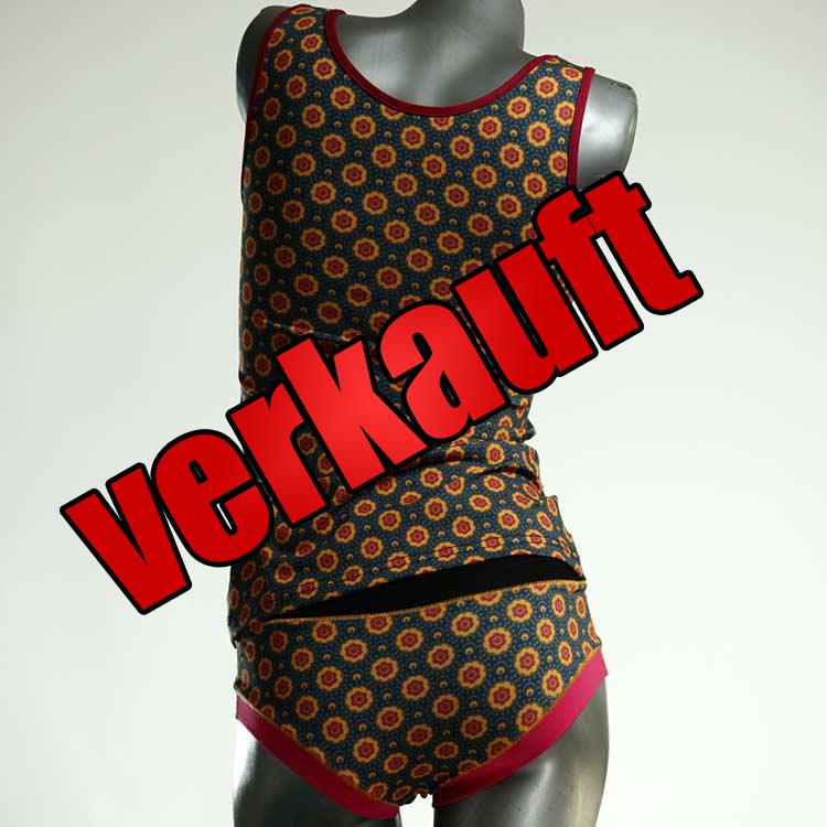 gemusterte farbige handgemachte preiswerte Unterwäsche Set für DamenPanty / Hotpant mit Top aus Biobaumwolle