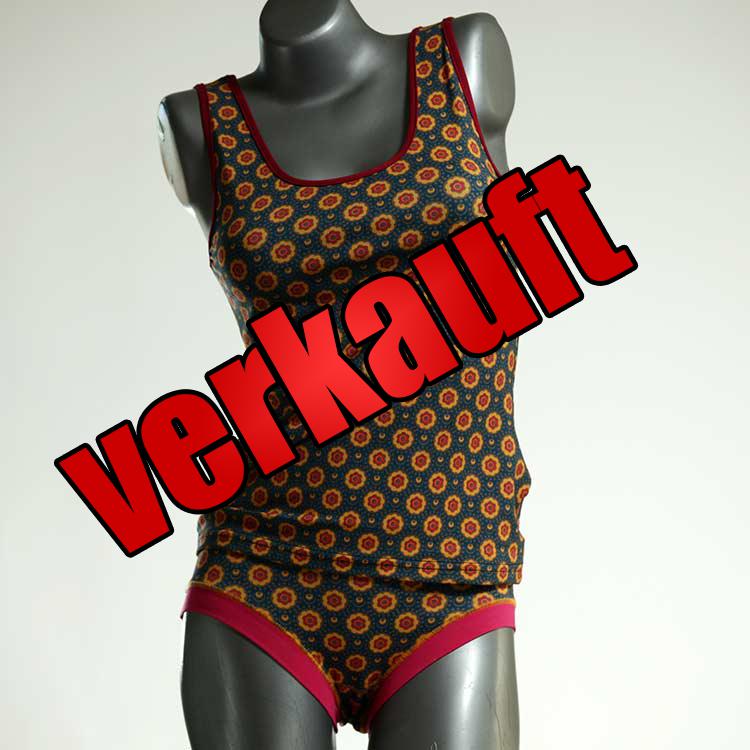 gemusterte farbige handgemachte preiswerte Unterwäsche Set für DamenPanty / Hotpant mit Top aus Biobaumwolle