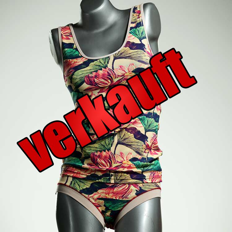 günstige handgemachte gemusterte sexy Unterwäsche Set für DamenPanty / Hotpant mit Top aus Biobaumwolle