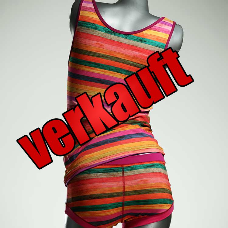 gemusterte preiswerte schöne attraktive Unterwäsche Set für DamenPanty / Hotpant mit Top aus Biobaumwolle