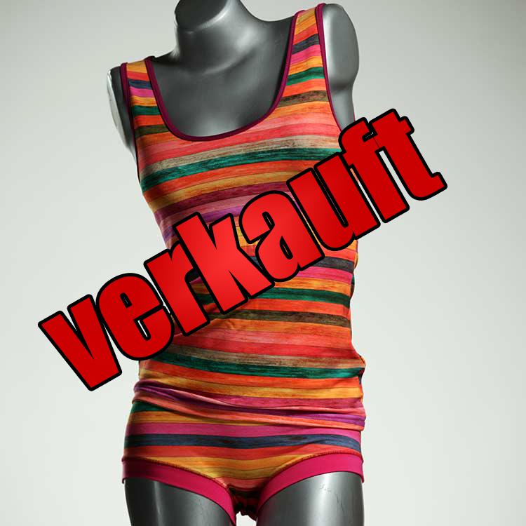 gemusterte preiswerte schöne attraktive Unterwäsche Set für DamenPanty / Hotpant mit Top aus Biobaumwolle