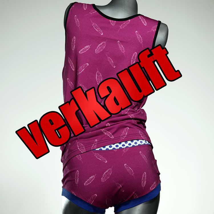 gemusterte nachhaltige farbige handgemachte Unterwäsche Set für DamenPanty / Hotpant mit Top aus Biobaumwolle