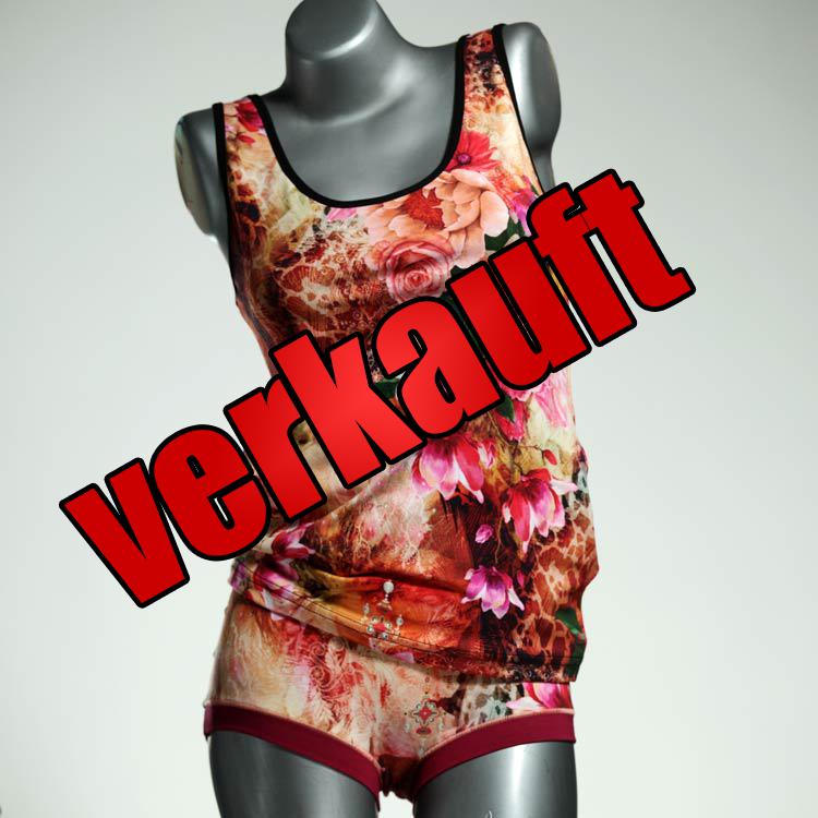 gemusterte schöne handgemachte günstige Unterwäsche Set für DamenPanty / Hotpant mit Top aus Biobaumwolle