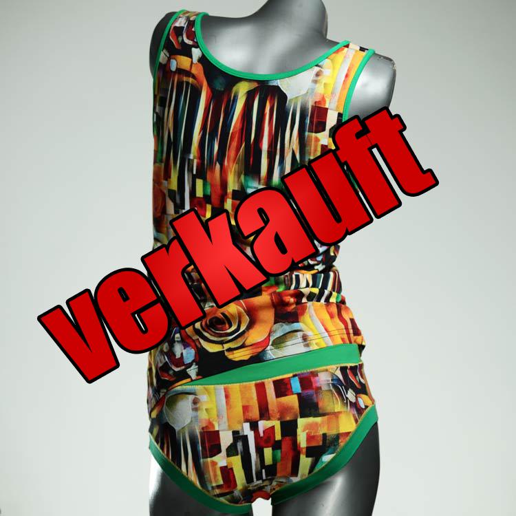 gemusterte schöne farbige ökologische Unterwäsche Set für DamenPanty / Hotpant mit Top aus Biobaumwolle