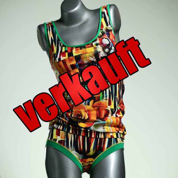 gemusterte schöne farbige ökologische Unterwäsche Set für DamenPanty / Hotpant mit Top aus Biobaumwolle