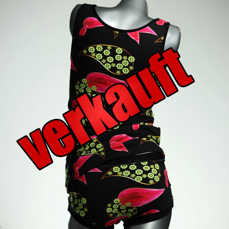 farbige süße handgemachte attraktive Unterwäsche Set für DamenPanty / Hotpant mit Top aus Biobaumwolle