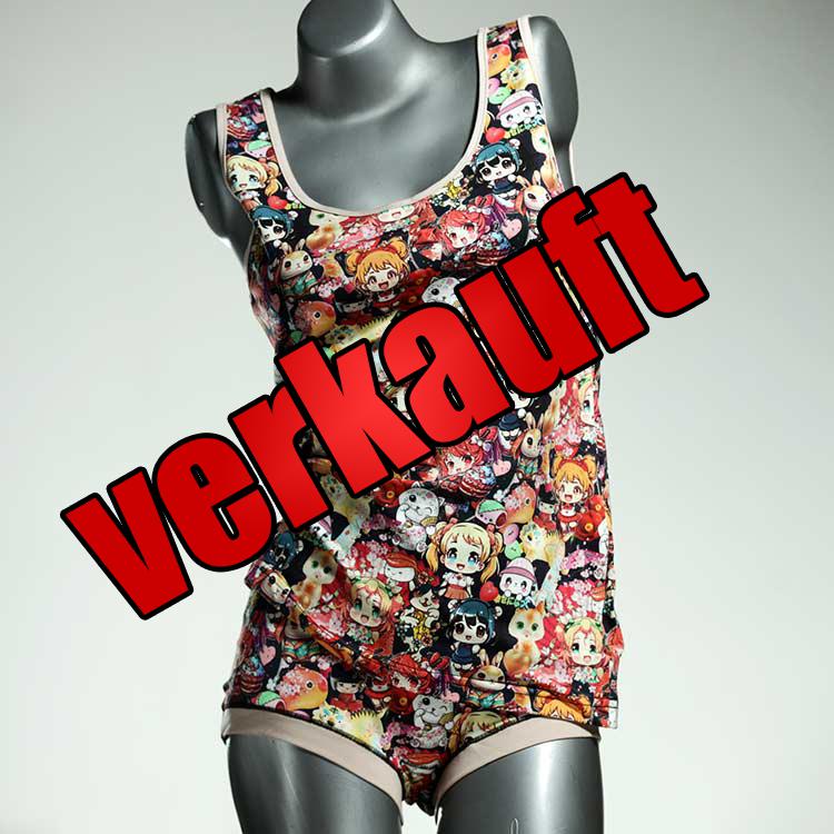 handgemachte süße bequeme gemusterte Unterwäsche Set für DamenPanty / Hotpant mit Top aus Biobaumwolle