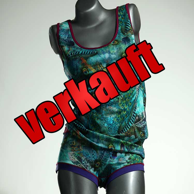 süße schöne farbige gemusterte Unterwäsche Set für DamenPanty / Hotpant mit Top aus Biobaumwolle
