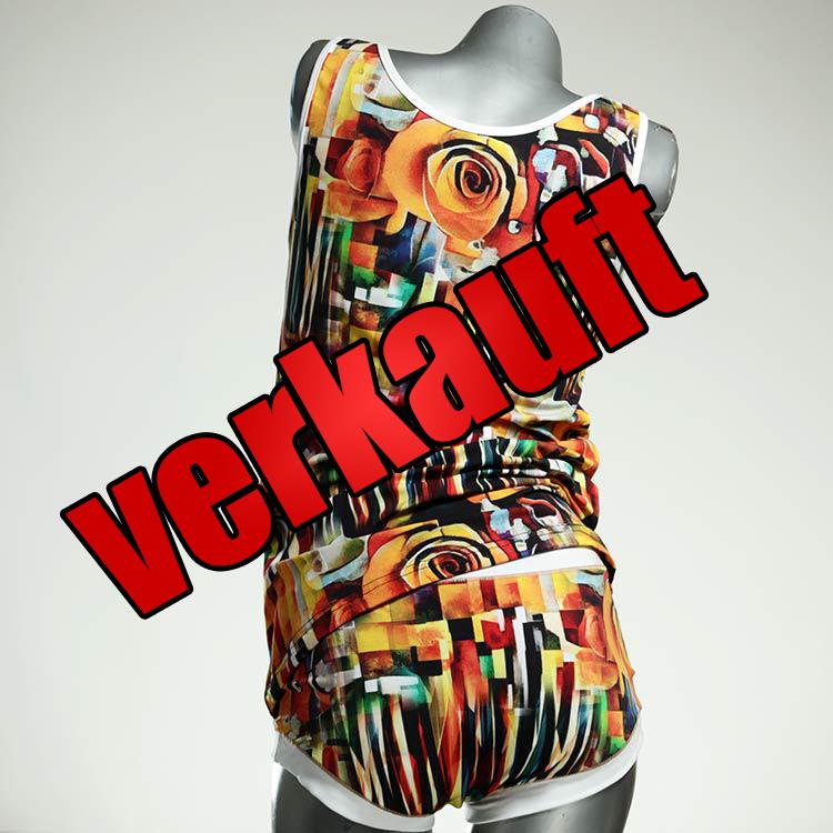 farbige nachhaltige gemusterte bunte Unterwäsche Set für DamenPanty / Hotpant mit Top aus Biobaumwolle