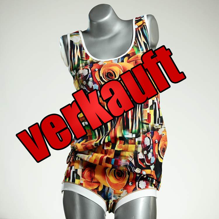 farbige nachhaltige gemusterte bunte Unterwäsche Set für DamenPanty / Hotpant mit Top aus Biobaumwolle