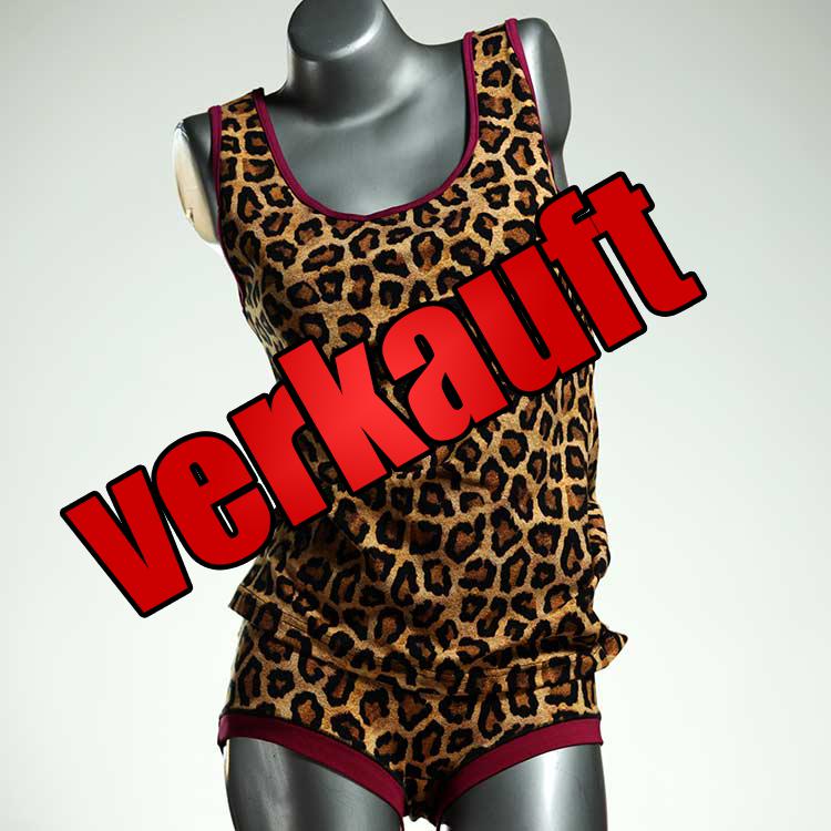 handgemachte günstige attraktive gemusterte Unterwäsche Set für DamenPanty / Hotpant mit Top aus Biobaumwolle