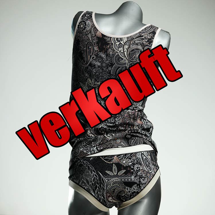 schöne gemusterte handgemachte attraktive Unterwäsche Set für DamenPanty / Hotpant mit Top aus Biobaumwolle