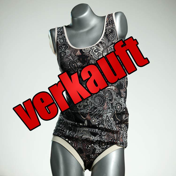 schöne gemusterte handgemachte attraktive Unterwäsche Set für DamenPanty / Hotpant mit Top aus Biobaumwolle