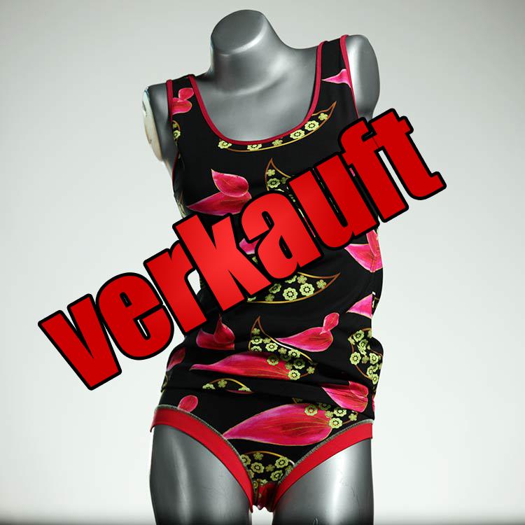 preiswerte gemusterte günstige attraktive Unterwäsche Set für DamenPanty / Hotpant mit Top aus Biobaumwolle