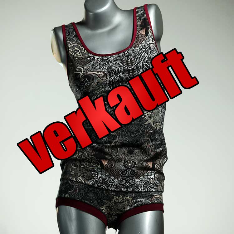 gemusterte bequeme nachhaltige farbige Unterwäsche Set für DamenPanty / Hotpant mit Top aus Biobaumwolle