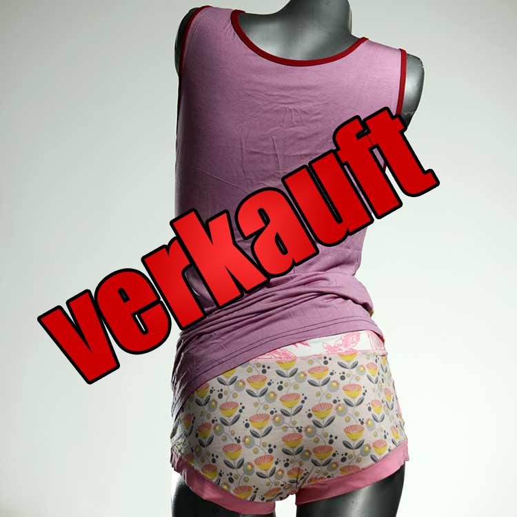 gemusterte süße farbige handgemachte Unterwäsche Set für DamenPanty / Hotpant mit Top aus Biobaumwolle