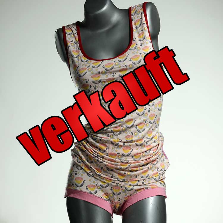 gemusterte süße farbige handgemachte Unterwäsche Set für DamenPanty / Hotpant mit Top aus Biobaumwolle