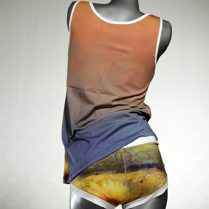 bequeme ökologische nachhaltige handgemachte Unterwäsche Set für DamenPanty / Hotpant mit Top aus Baumwolle thumbnail