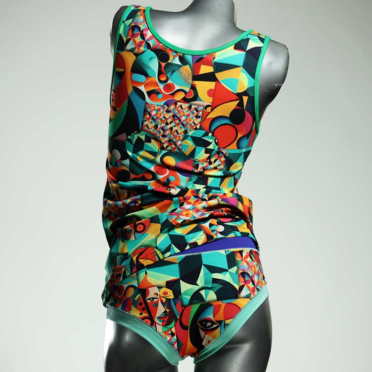 nachhaltige farbige gemusterte attraktive Unterwäsche Set für DamenPanty / Hotpant mit Top aus Baumwolle thumbnail