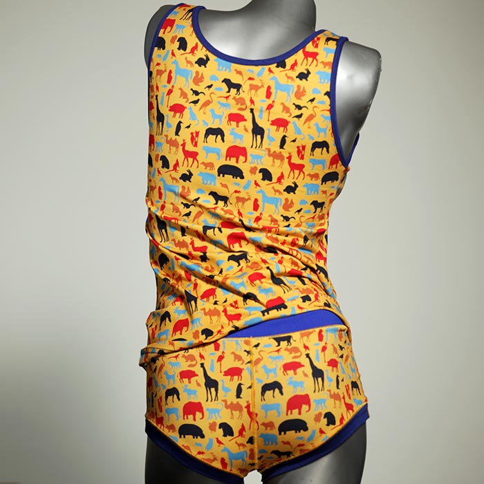 attraktive nachhaltige handgemachte farbige Unterwäsche Set für DamenPanty / Hotpant mit Top aus Baumwolle thumbnail