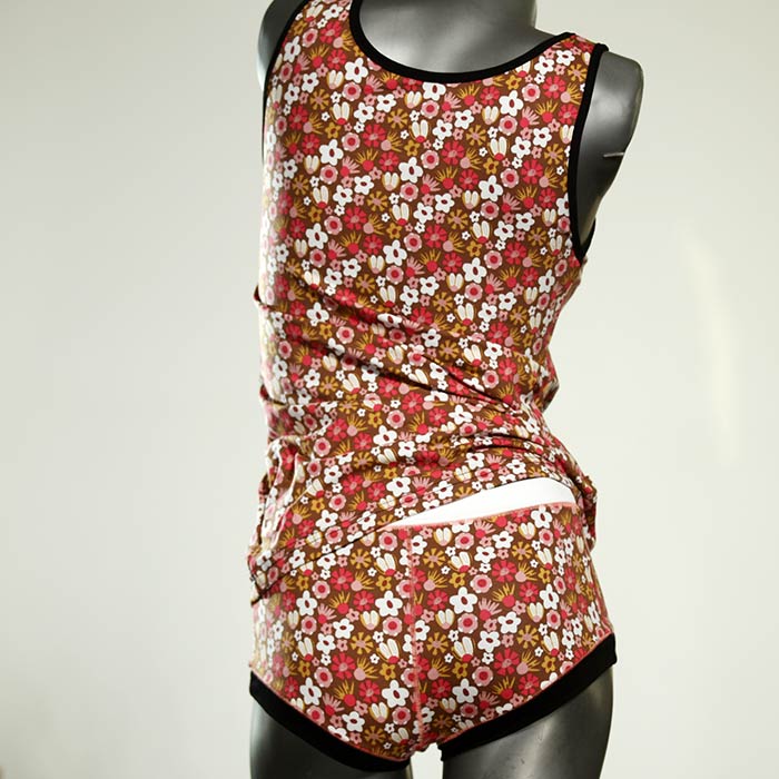 preiswerte nachhaltige handgemachte farbige Unterwäsche Set für DamenPanty / Hotpant mit Top aus Baumwolle thumbnail
