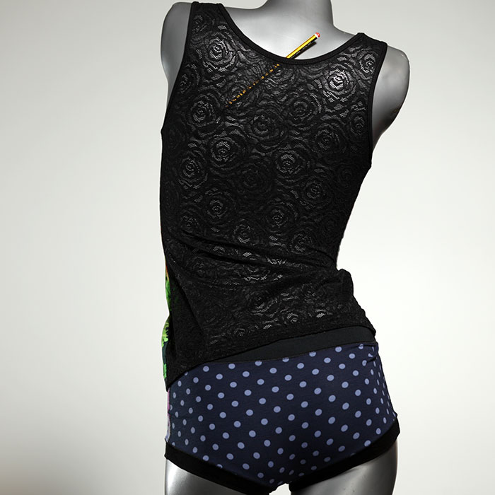 gemusterte attraktive günstige  Unterwäsche Set für DamenPanty / Hotpant mit Top aus Baumwolle thumbnail