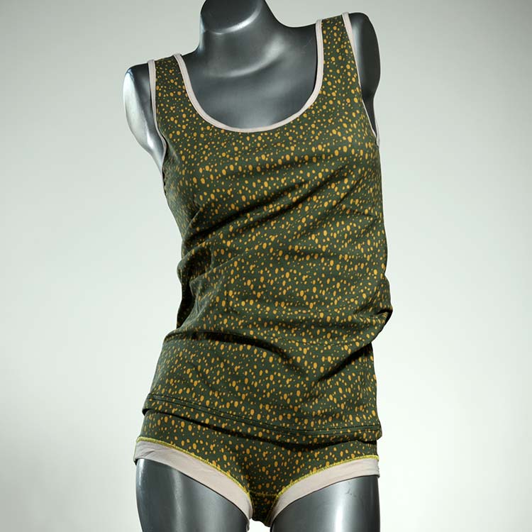 attraktive ökologische sexy gemusterte Unterwäsche Set für DamenPanty / Hotpant mit Top aus Baumwolle thumbnail