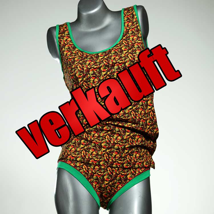 günstige bunte handgemachte ökologische Unterwäsche Set für DamenPanty / Hotpant mit Top aus Baumwolle