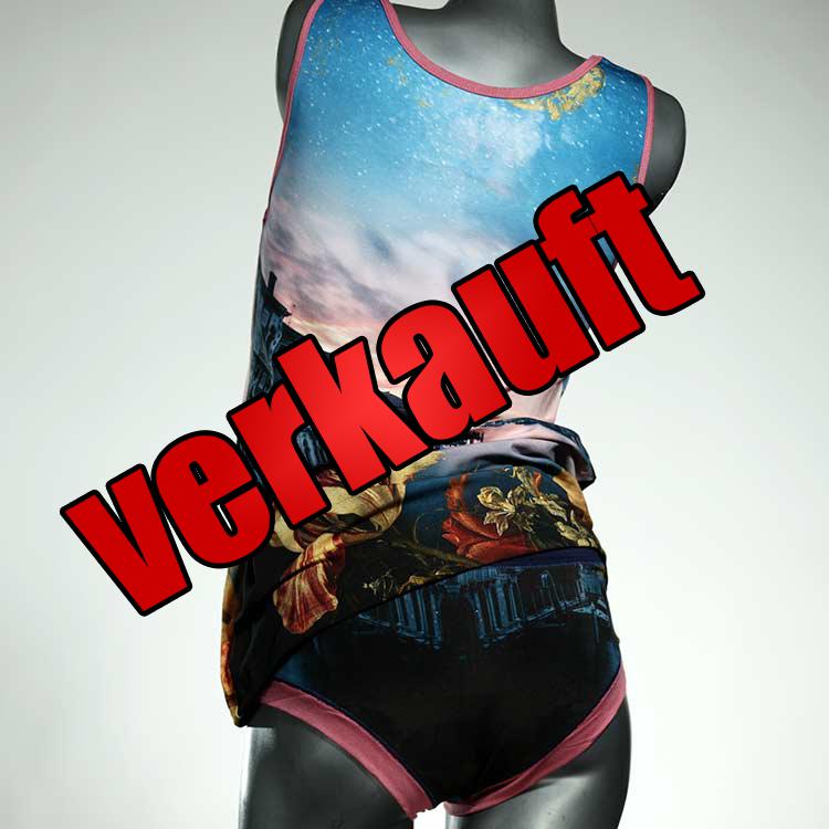 bequeme gemusterte farbige ökologische Unterwäsche Set für DamenPanty / Hotpant mit Top aus Baumwolle