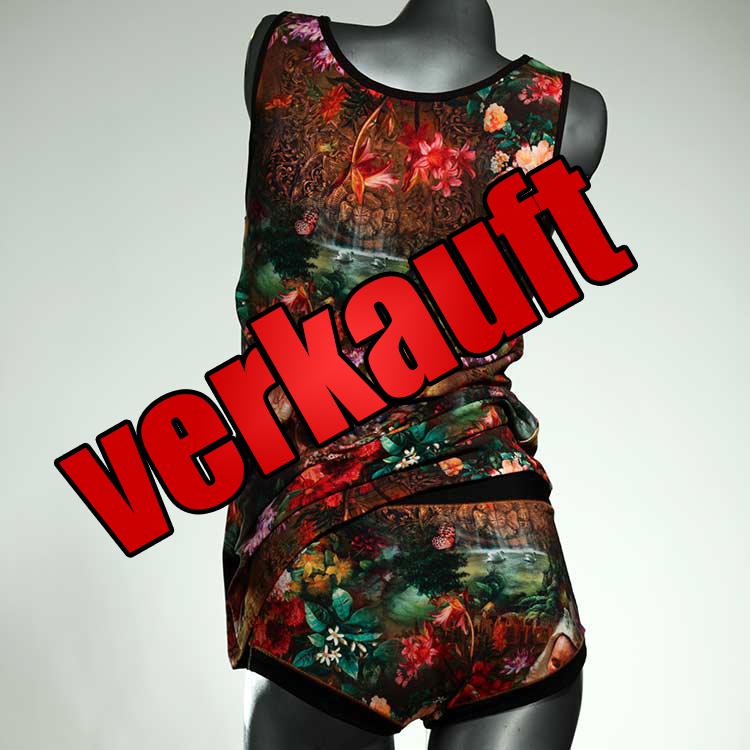 ökologische gemusterte handgemachte nachhaltige Unterwäsche Set für DamenPanty / Hotpant mit Top aus Baumwolle
