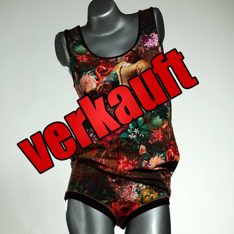 ökologische gemusterte handgemachte nachhaltige Unterwäsche Set für DamenPanty / Hotpant mit Top aus Baumwolle