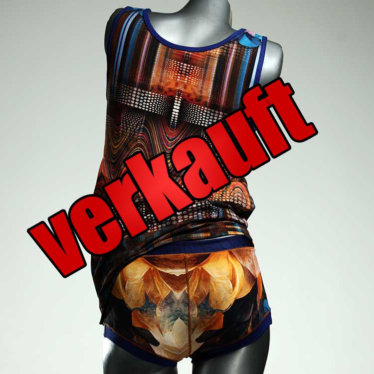 preiswerte gemusterte bunte ökologische Unterwäsche Set für DamenPanty / Hotpant mit Top aus Baumwolle
