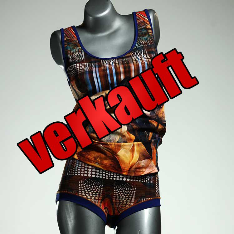 preiswerte gemusterte bunte ökologische Unterwäsche Set für DamenPanty / Hotpant mit Top aus Baumwolle