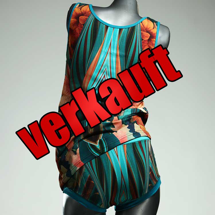 bequeme handgemachte nachhaltige bunte Unterwäsche Set für DamenPanty / Hotpant mit Top aus Baumwolle