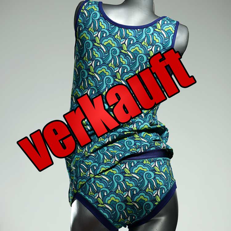 günstige ökologische bunte gemusterte Unterwäsche Set für DamenPanty / Hotpant mit Top aus Baumwolle