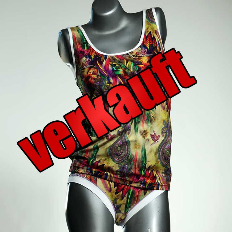 ökologische bunte sexy handgemachte Unterwäsche Set für DamenPanty / Hotpant mit Top aus Baumwolle