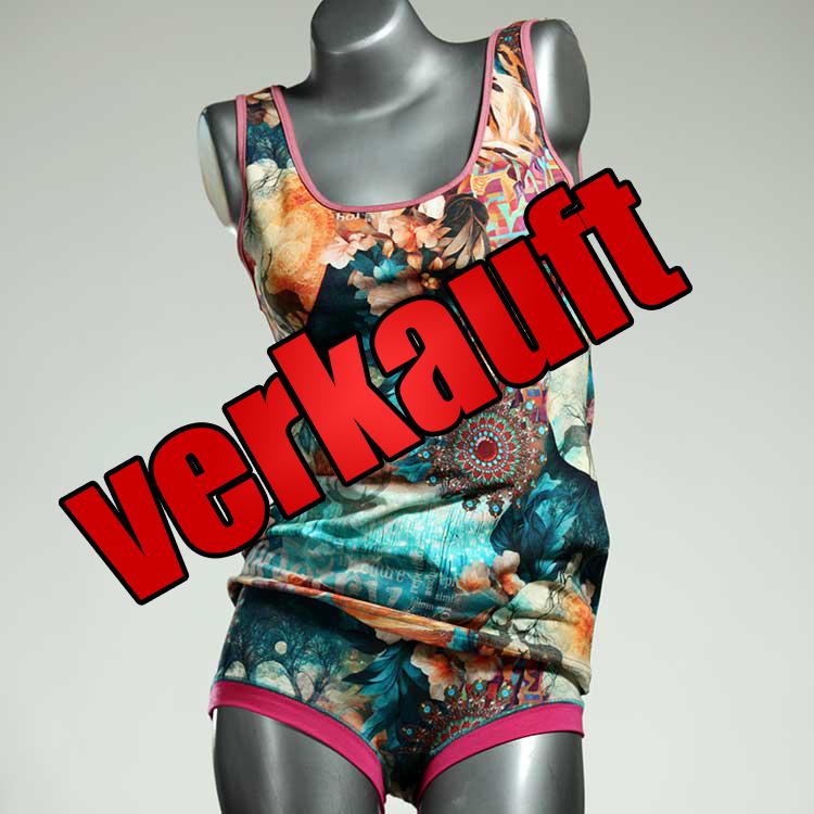 handgemachte bequeme günstige gemusterte Unterwäsche Set für DamenPanty / Hotpant mit Top aus Baumwolle