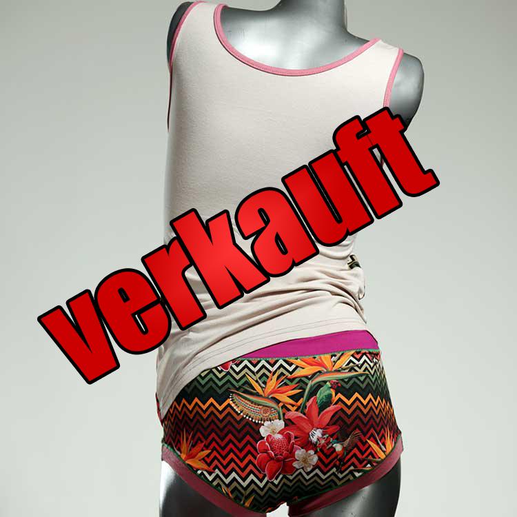 süße nachhaltige günstige gemusterte Unterwäsche Set für DamenPanty / Hotpant mit Top aus Baumwolle