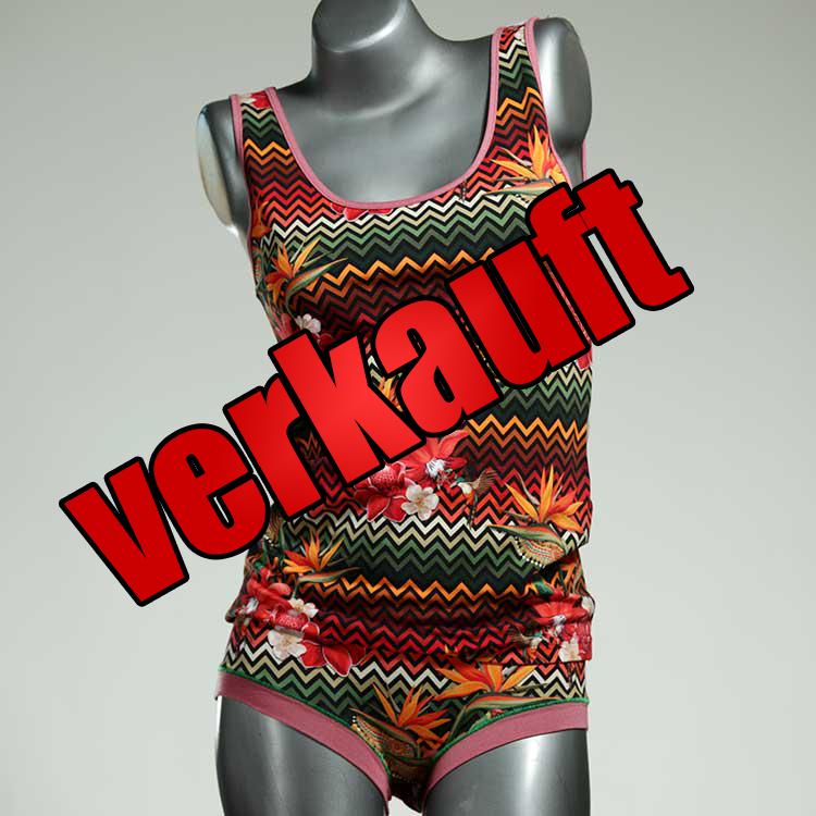 süße nachhaltige günstige gemusterte Unterwäsche Set für DamenPanty / Hotpant mit Top aus Baumwolle