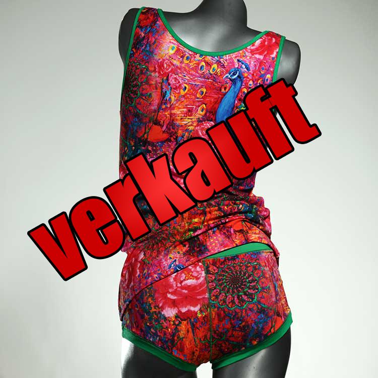 gemusterte attraktive preiswerte ökologische Unterwäsche Set für DamenPanty / Hotpant mit Top aus Baumwolle