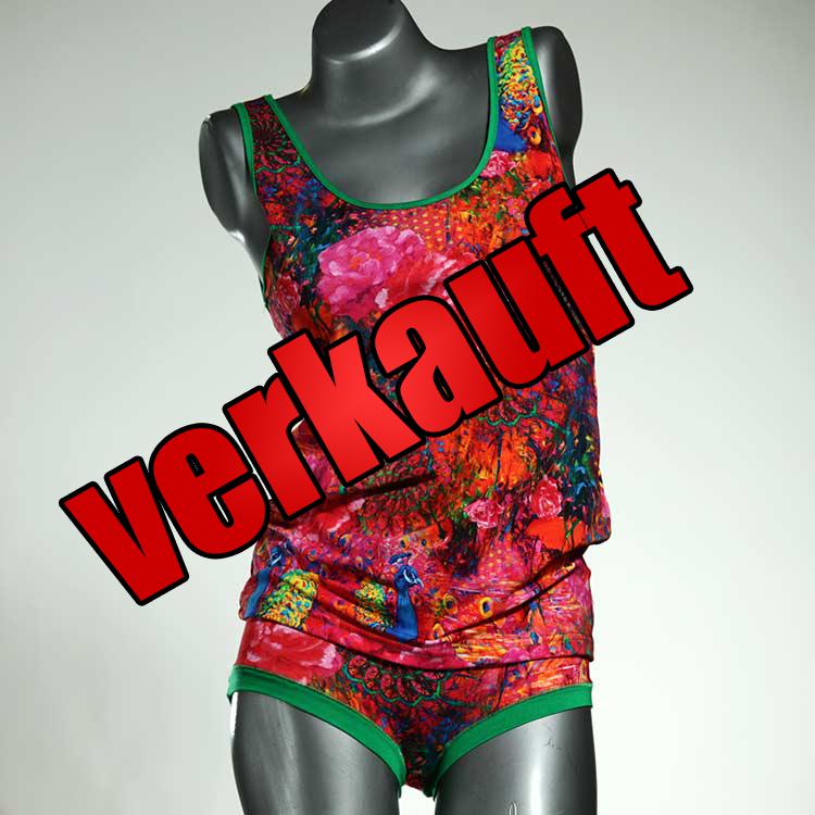gemusterte attraktive preiswerte ökologische Unterwäsche Set für DamenPanty / Hotpant mit Top aus Baumwolle