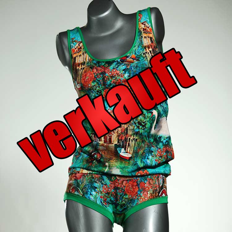günstige gemusterte bequeme schöne Unterwäsche Set für DamenPanty / Hotpant mit Top aus Baumwolle