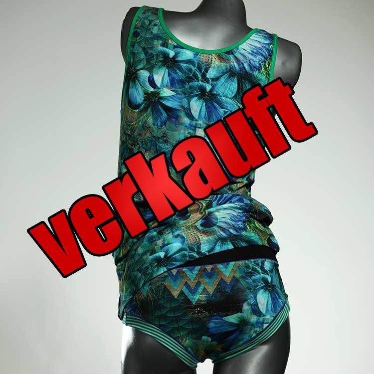 nachhaltige ökologische gemusterte farbige Unterwäsche Set für DamenPanty / Hotpant mit Top aus Baumwolle