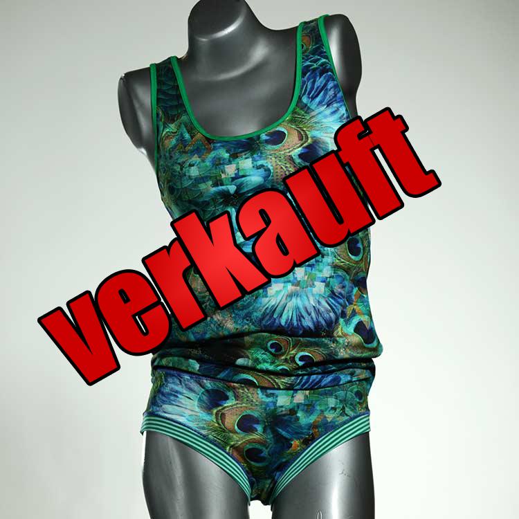 nachhaltige ökologische gemusterte farbige Unterwäsche Set für DamenPanty / Hotpant mit Top aus Baumwolle