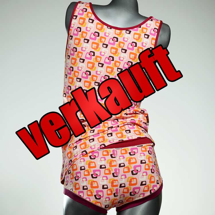 schöne gemusterte bunte attraktive Unterwäsche Set für DamenPanty / Hotpant mit Top aus Baumwolle