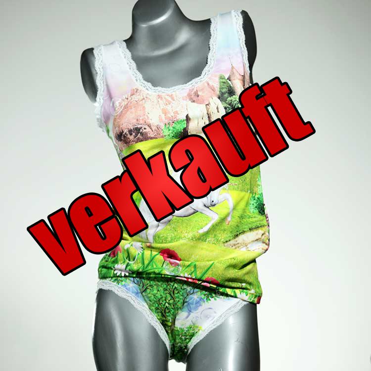 gemusterte süße attraktive ökologische Unterwäsche Set für DamenPanty / Hotpant mit Top aus Baumwolle